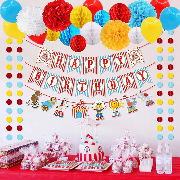 Nicro 30 Pcs Birthday Party Baby Shower Clown Fiesta Carnival Circus Party Decorations Supplies