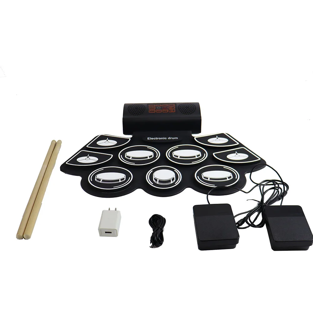 COSTOUR Roll Up Drum Pad Multi Functional Electronic Drum Control Panel With Foot Pedal And Battery 2 Built-in Speakers
