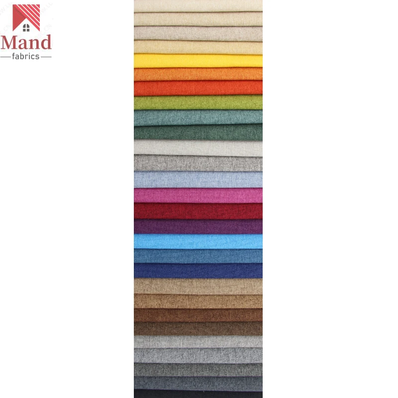 Mand Textile custom modern plain woven livingroom 140cm coated  polyester linen style 3 pass blackout curtain fabric