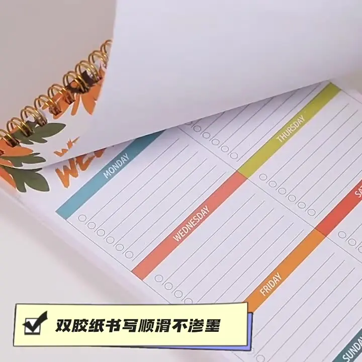 A5 Spiral notebook PP cover schedule Planner Daily Planner Weekly Planner English notepad School supplies customization