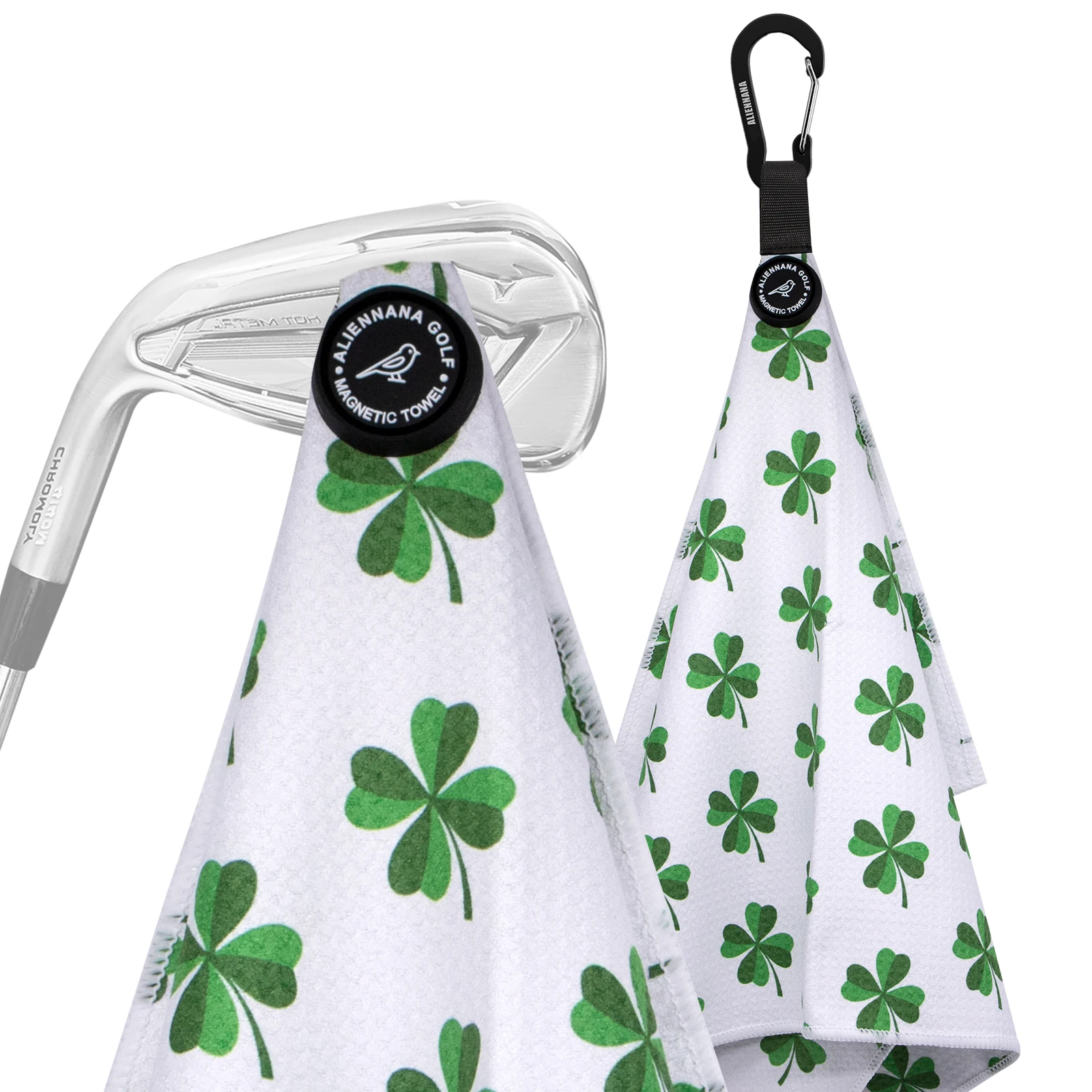 Hot Selling Clover Microfiber Golf Towel Carabiner Customizable Magnetic Golf Towel Custom Logo Magnetic