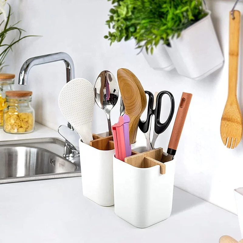 Многофункциональный настольный держатель для карандашей из натурального бамбука, коробка для хранения, чашка для офисных маркеров, ручек