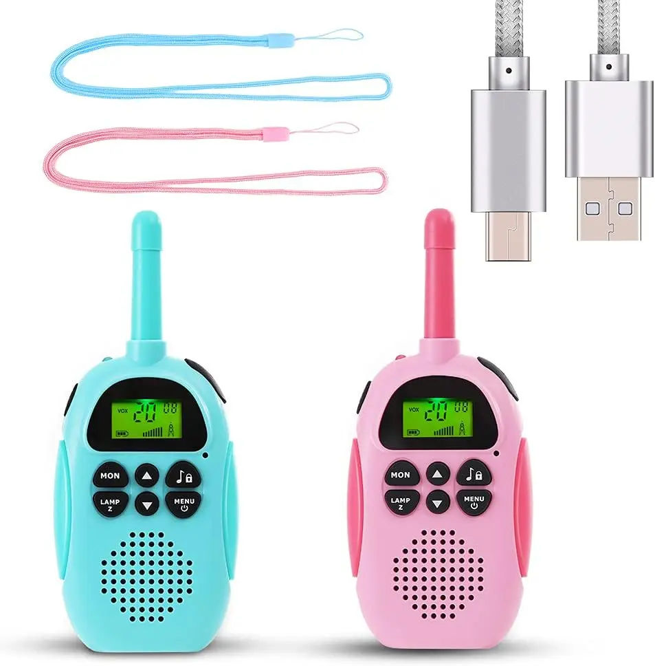 Rechargeable 1000Mah Long Range Boys Girls Kid Walkie Talkies VOX Backlit LCD for Child Outside Playing