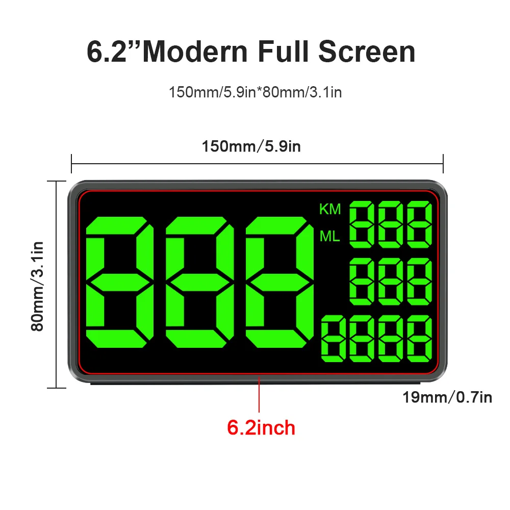 VJOYCAR C1090 Big Display 6.2inch Universal Digital GPS Speedometer MPH Odometer for Car