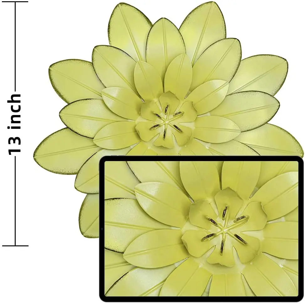 Metal flower wall decoration Green Lotus hanging in the bedroom living room bathroom office home decoration