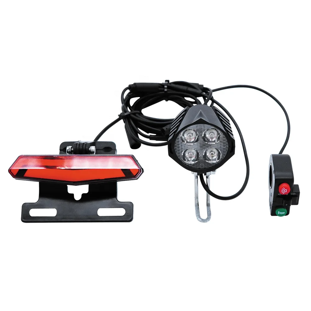 24V/48V/60V Electric Bicycle Lamp ebike Front Headlight horn switch Turn Light Taillight For E-bike Conversion Kits