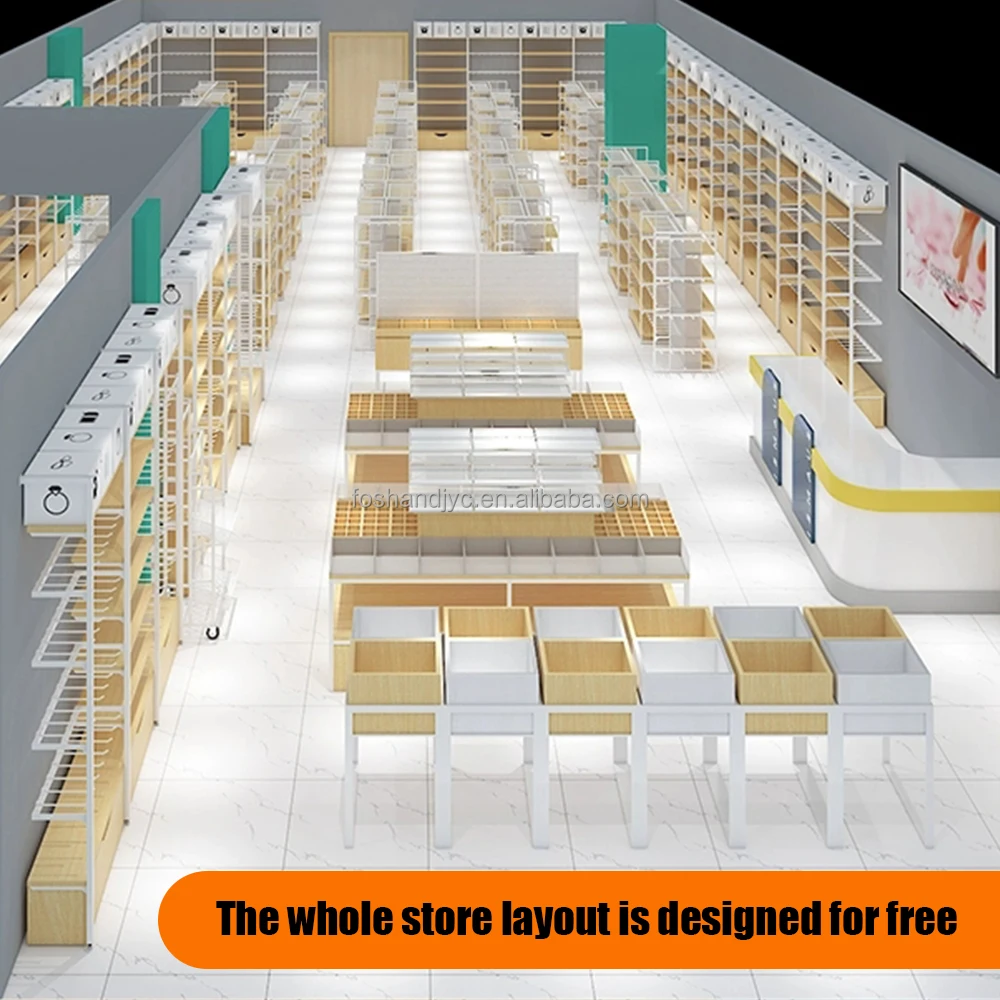 Free design of iron and wood shelves supermarket stationery store store shelf design for the entire store