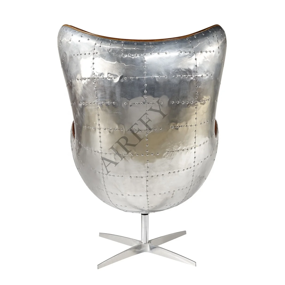 OEM/ODM Retro Leather Egg Cadeira Aluminum Vintage Genuine Leather Aviator Egg Chair Aviator Chair Aviator Design Leather Chair