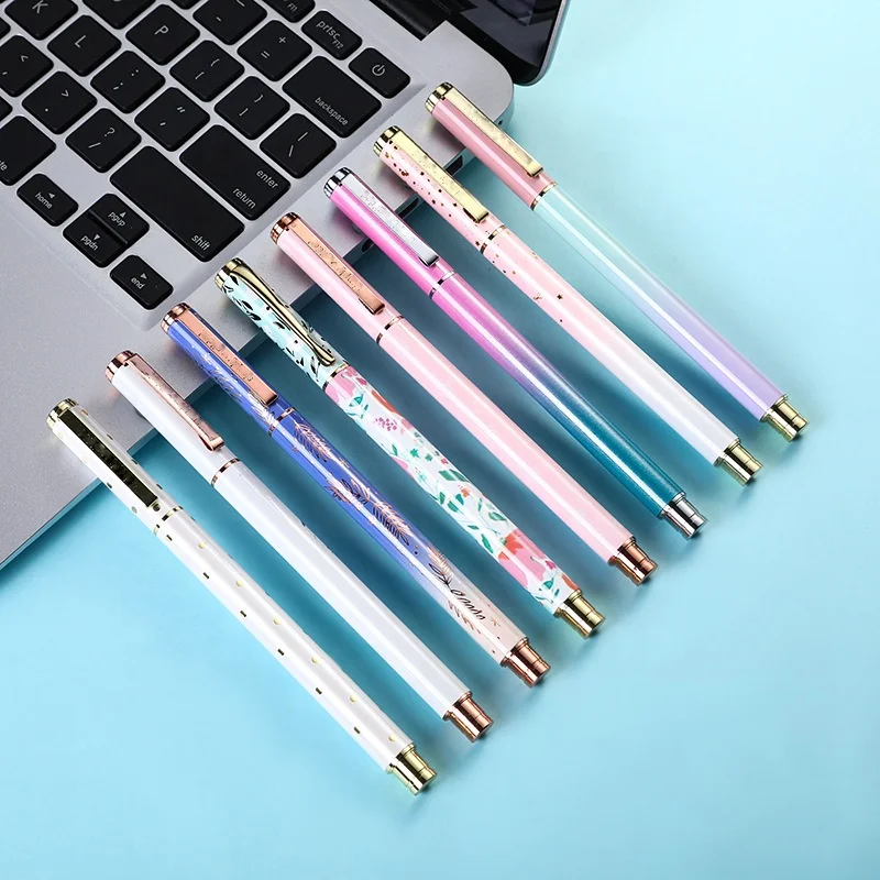 wholesale beautiful lovely metal roller pen custom printed pen floral ballpoint pen with box