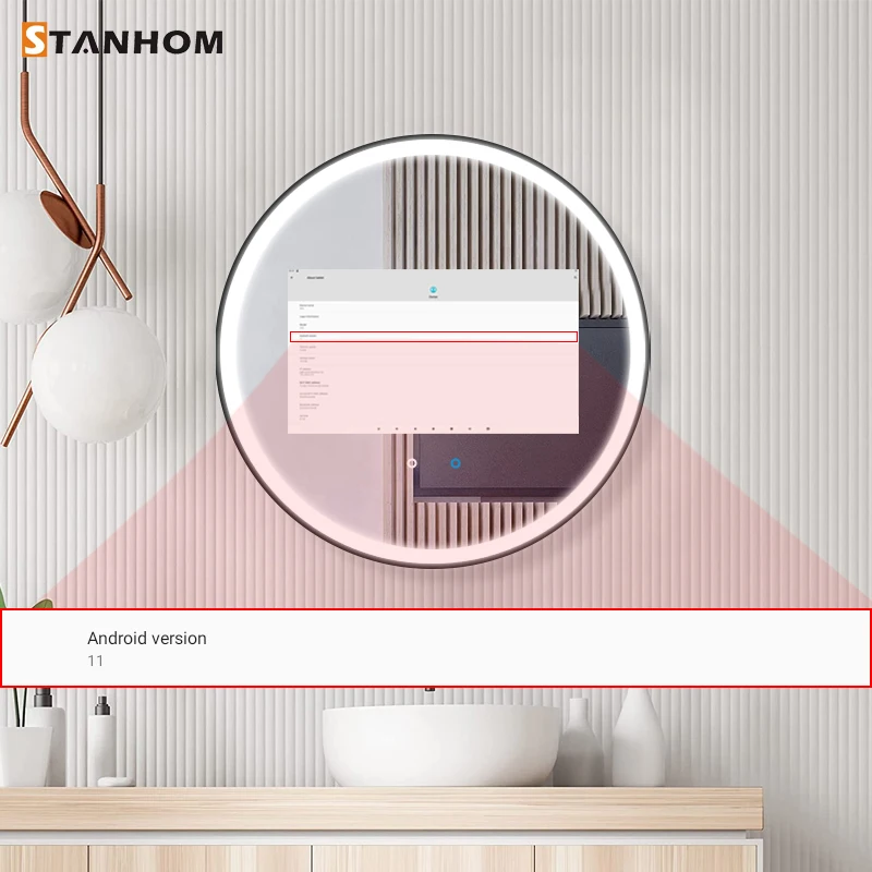 STANHOM Wall Android 11.6' 13.3' 15.6' 21.5' Touch Screen LED Smart Vanity Mirror with APPs