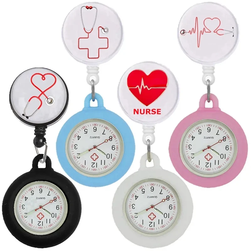 New Arrivals Medical Tethoscope Retractable Badge Holder Reels Pocket Watch Custom Rubber Silicon Breast Watch For Nurse