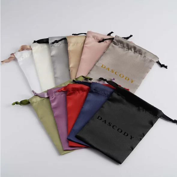 100pcs purple satin drawstring bags custom dust bags Jewelry package pouch personalized your logo printed