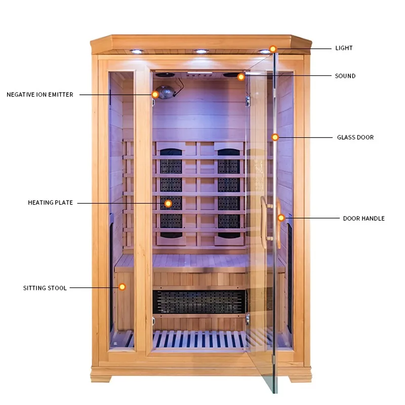 Factory Price Canadian Hemlock Wooden 2 Person Home Far Infrared Dry Sauna Room