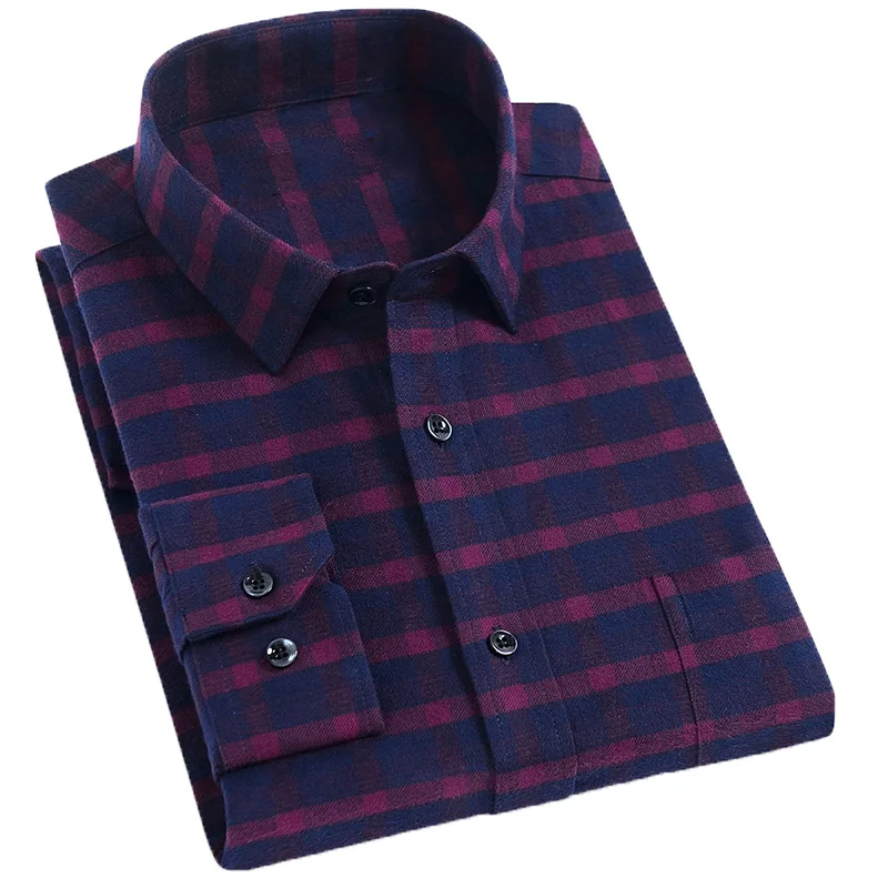 Men Long Shirt 2020 Fashion Casual Dress Flannel Shirts Full Plaid Customized Logo OEM Service Woven Adults Satin Autumn Formal