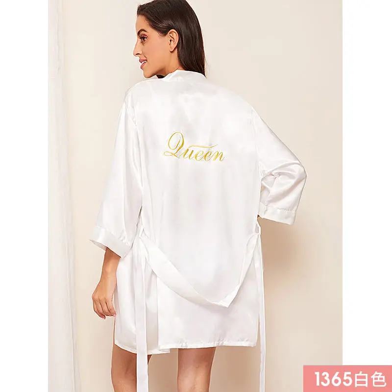Custom Embroidery Silk Robes en Satin Women Marriage  Wedding Bride and Brides Maid Dresses Robes Stain Wedding Bridal Robes