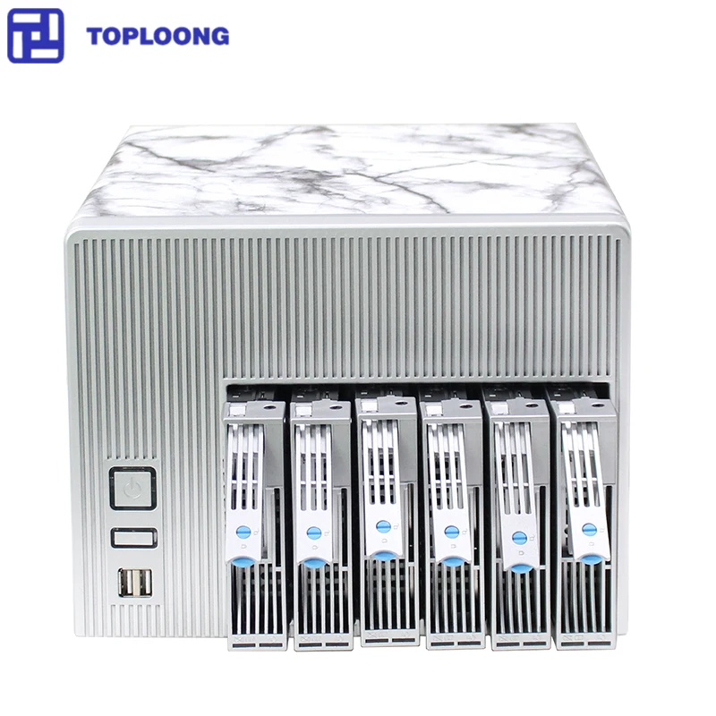 TOPLOONG Fashion Marble Home PC Storage Server Case Hot Swap Nas Comput Chassis for 6 Bays Mini-Itx Motherboard