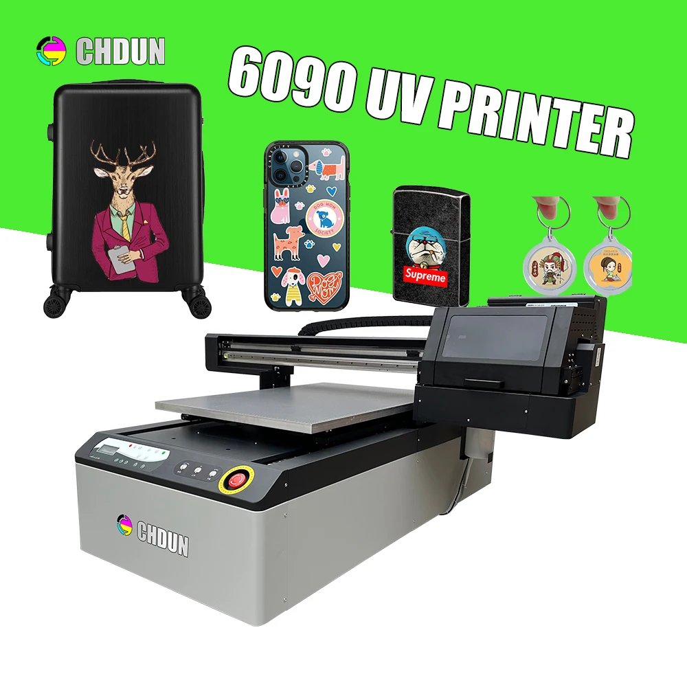6090 UV Printer with 2 3 4 heads XP600 TX800 I1600 I3200 Printhead 6090 UV Flatbed Printer bottle mug pen acrylic glass metal