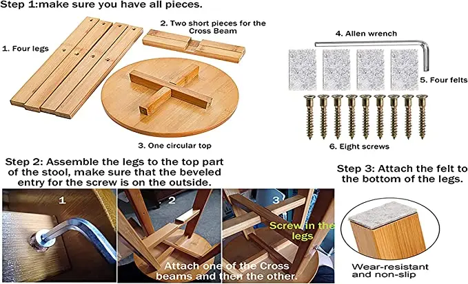 Wood Stool Home Hotel Chair Bamboo Living Room Chairs Bamboo Step Stool