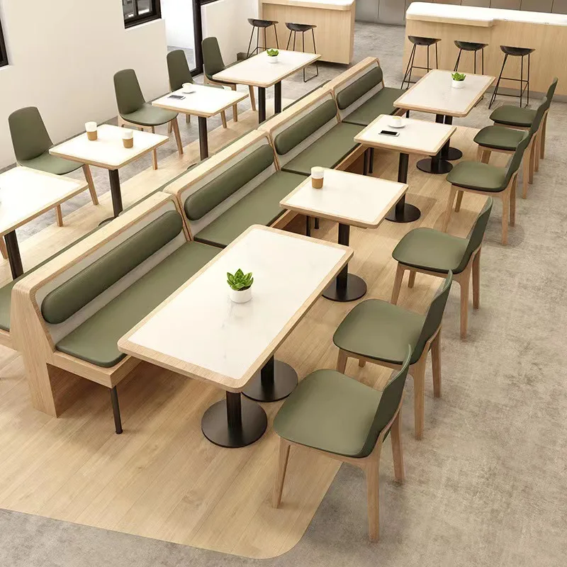 2024 luxury  restaurant with rattan dining chairs and tables for coffee shop solid wood booth seating