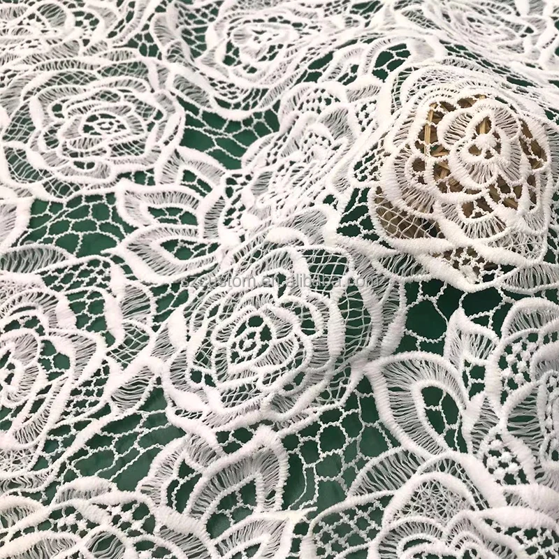 3d guipure flower floral cotton embroidery nigerian water soluble milk silk lace fabrics for dress