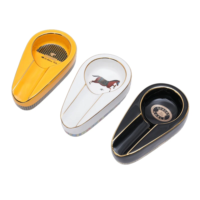 Luxury Single Diameter Ceramic Cigar Ashtray New Europe Design Portable Outdoor Smoking Accessories