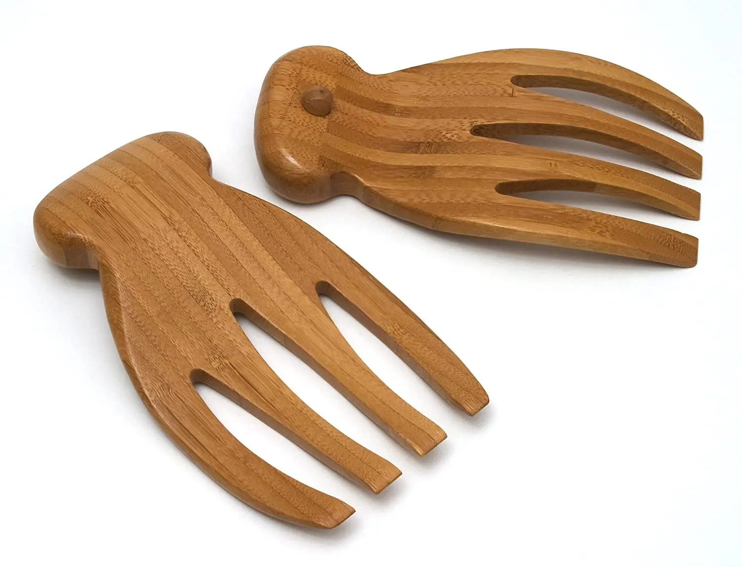 Bamboo Wood Salad Hands with Knob Handles
