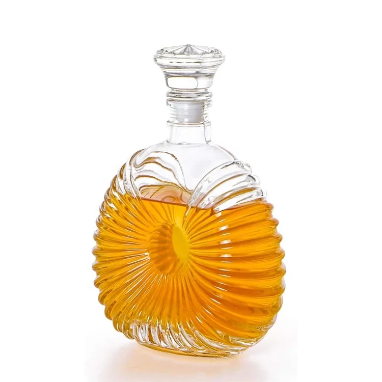 Customized Factory Price 700ml 500ml Whisky Gin Tequila Glass Bottle Flat Mouth Glass Bottle Oval Shape Spirits Bottle