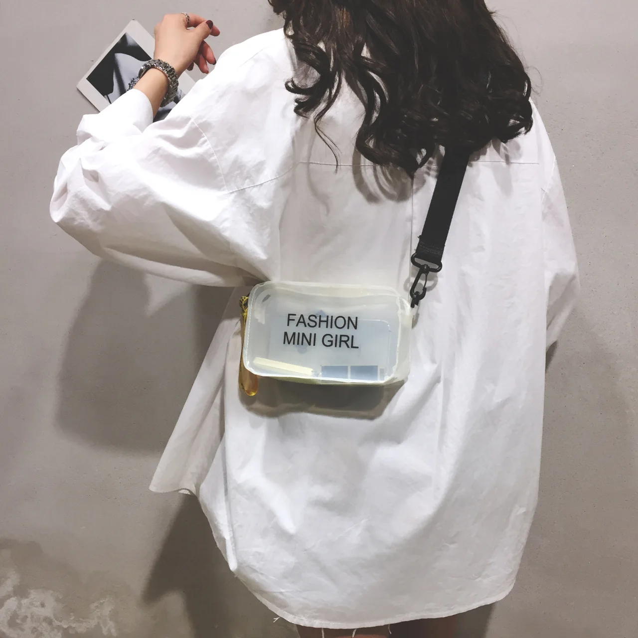 2024 Custom Fashion Transparent PVC Handbags Clear Jelly Purse Letter Printed Mini Shoulder Messenger Bag for  Women