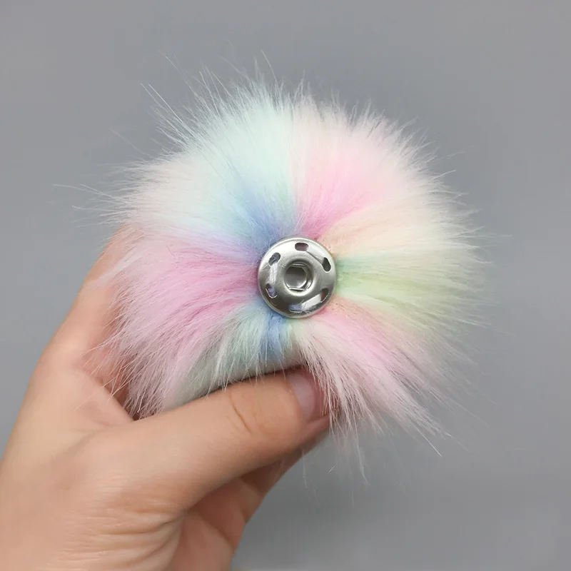 DIY вязаная шапка брелок аксессуары со съемной защелкой помпоны из кроличьего меха шарик из искусственного лисьего меха пушистый помпон из искусственного меха