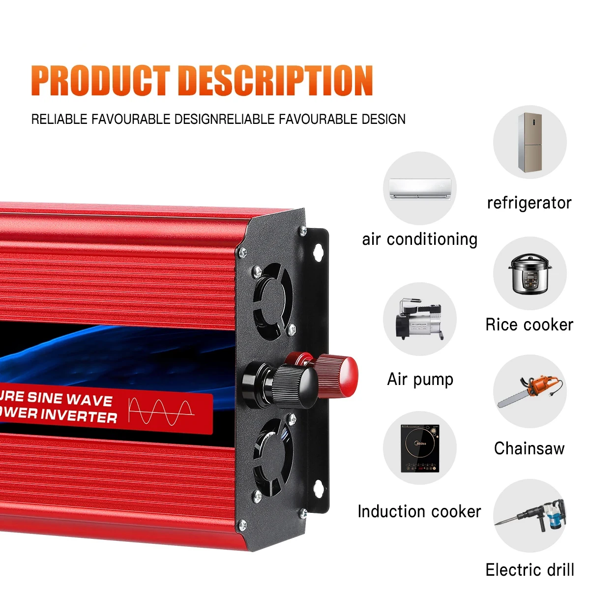 Inverter Pure Sine Wave DC12V/24V To AC 220V Voltage 7000W/8000W 50/60HZ Power Converter Solar Car Transformer With LED Display