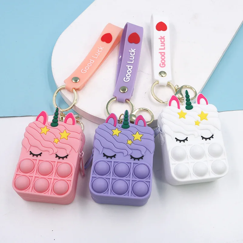 Wholesale Cute Cartoon Animal Unicorn Kids Silicone Coin Purse Keychain