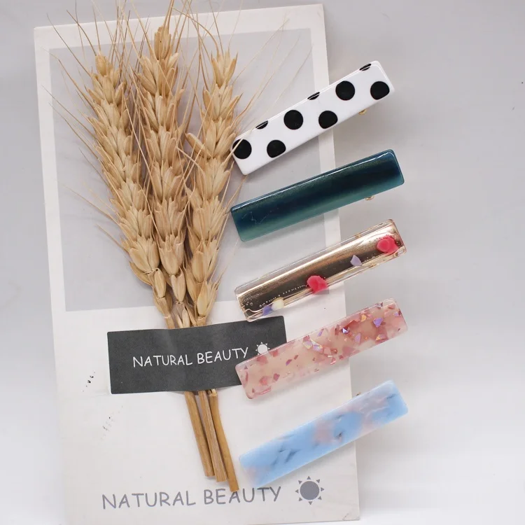 Lovely child hair accessories barrettes acetate acrylic small bar hair clips for little girls