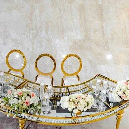 designs glass metal legs stainless steel wedding coffee dining table set 6 chairs