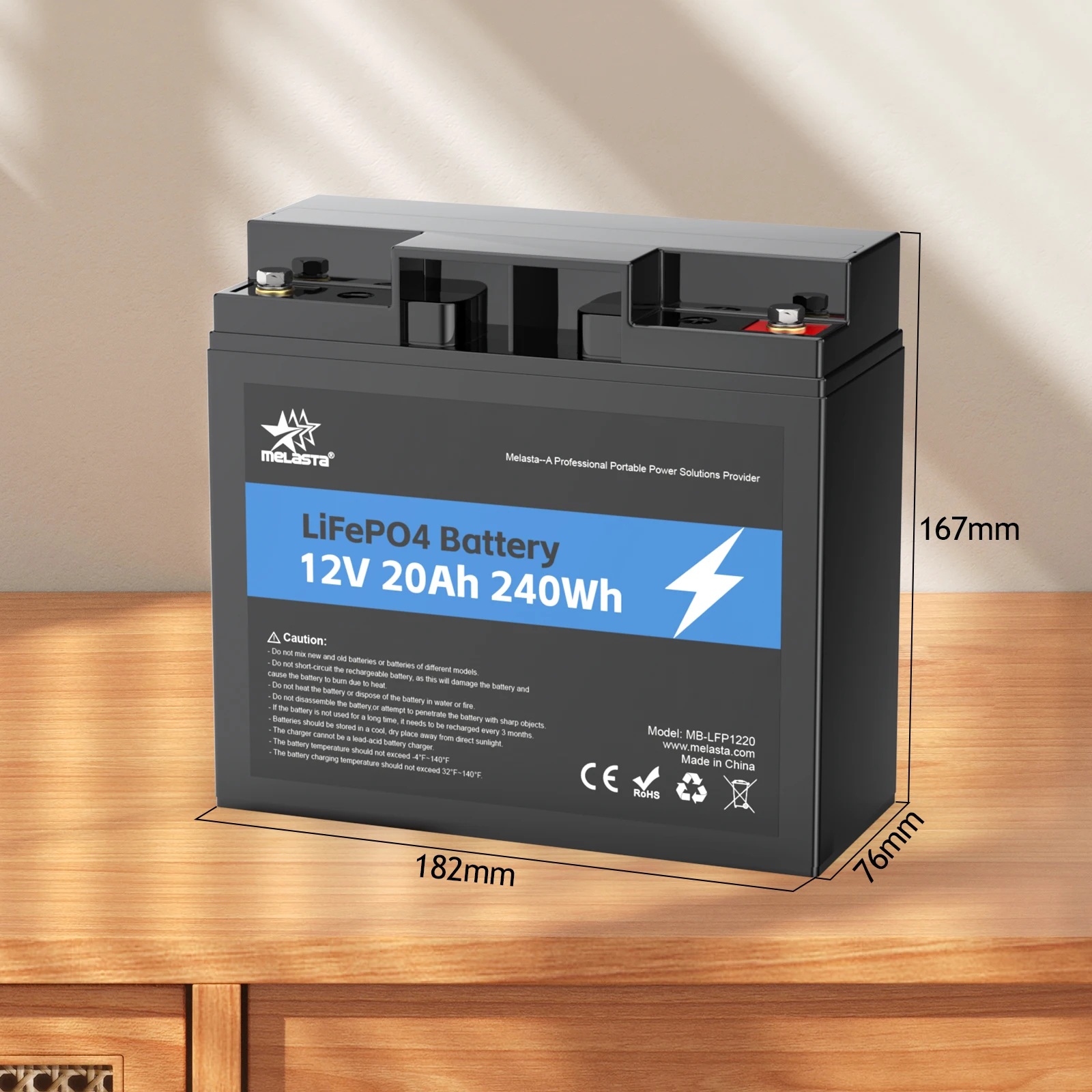 Melasta Wholesale Lifepo4 Battery 12v 20ah Ip65 Waterproof Deep Cycles 12v Lithium Battery