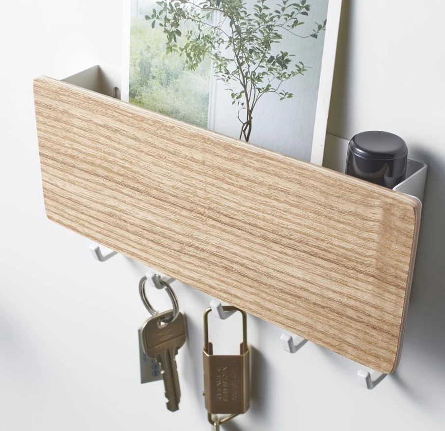 2020 Amazon Top Seller Wooden Wall Mount Storage Racks Floating Phone and Key Holder Key Organizer Hooks