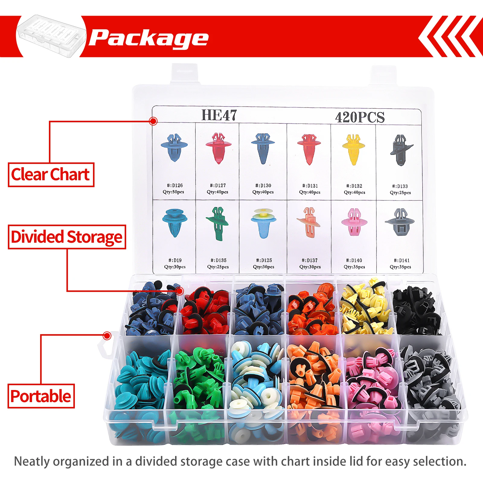 OEM C0355 421pcs Fixed jacket for automobile fender 12 Most Common Sizes Automotive  Retainer Clips with Fastener Remover