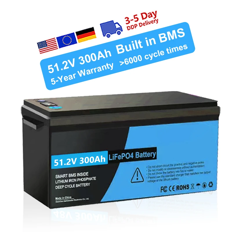 51.2V 300ah LiFePO4 12 24V 48V 100Ah 200Ah lithium iron phosphate battery pack Smart Bms Bluetooth for home solar energy system