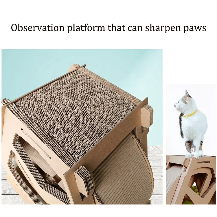 Sohpety Indoor Climbing Water Wheel Shape Scratcher Cardboard Treadmill Loaders Cats Exercise Running Wheel