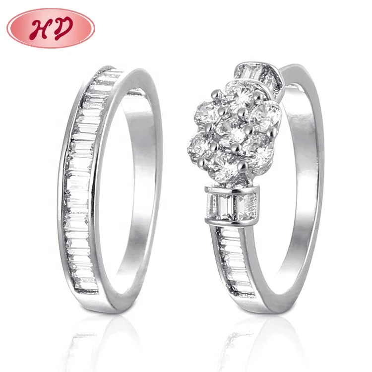 Fancy Titanium Couple Wedding Cross Finger Rings For Lady Cz Zircon