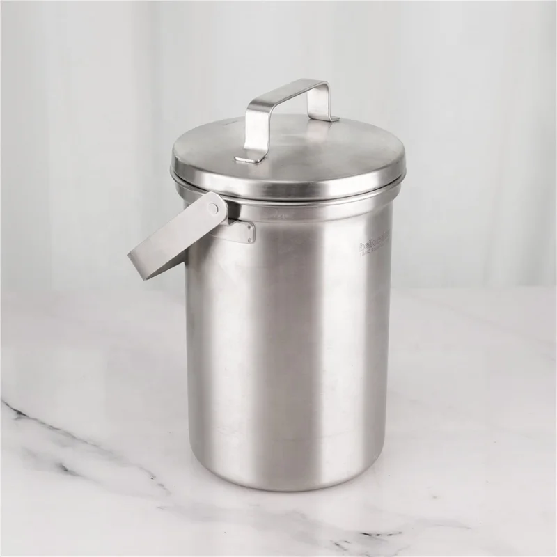 Kitchen Stainless Steel Round Waste Bucket Food Waste Bin with Lid
