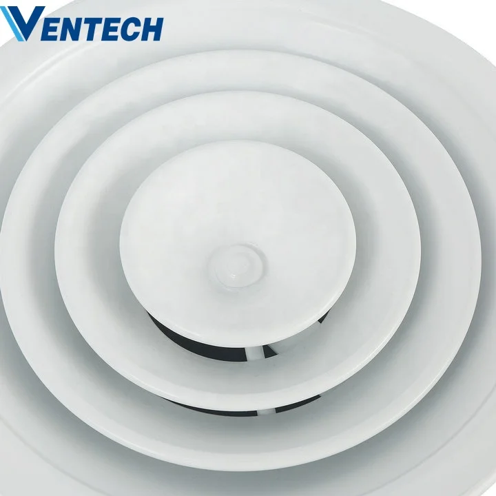 Hvac air conditioner ventilation round ceiling adjustable air diffuser with damper