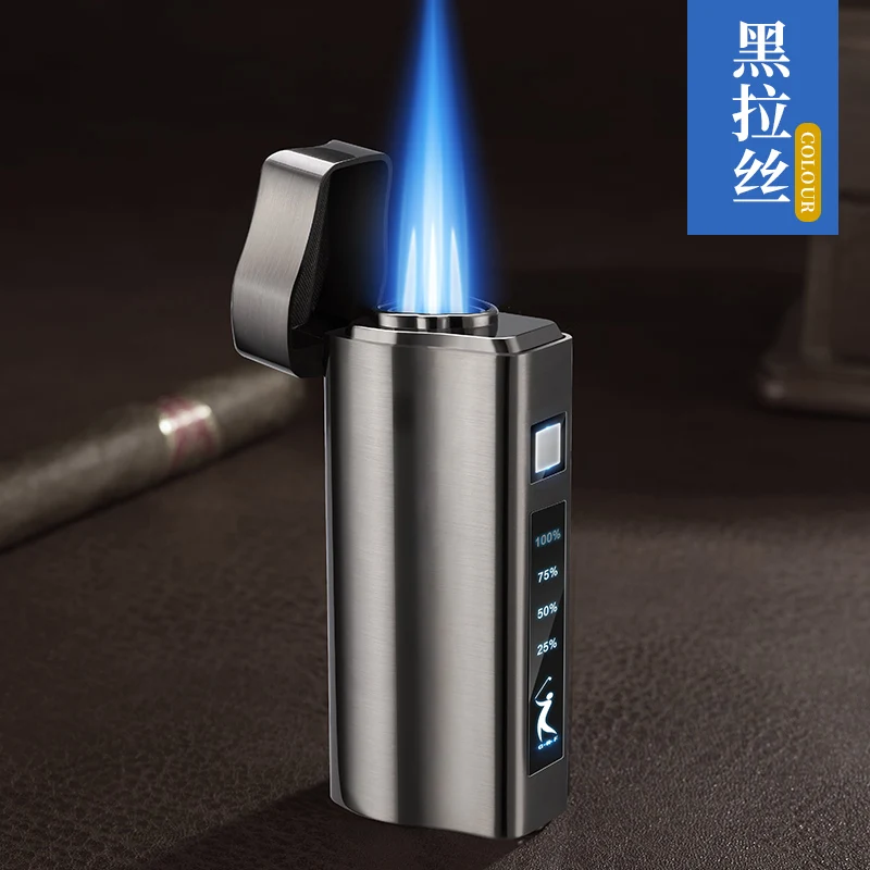 Wholesale Guaranteed Quality Custom Logo Cigar Lighter All-in-one Butane Refillable Triple Flame Torch Lighter with Punch