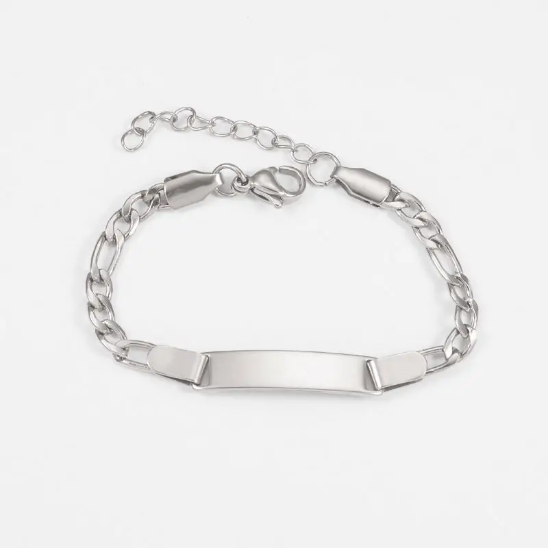 Stainless Steel Gold Plated Custom Engraved Boy Lil Girls Initial Name Bar Blank Baby Bracelet New Fashion Kids Bracelets