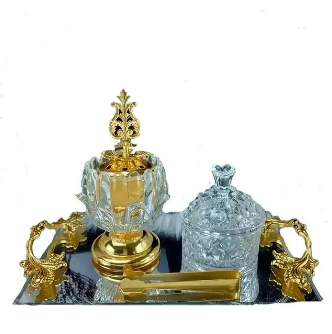 Wholesale Crystal Incense Stove Three Piece Set For Living Room Crystal Incense Stove Home Decoration Set Arab Incense Holder