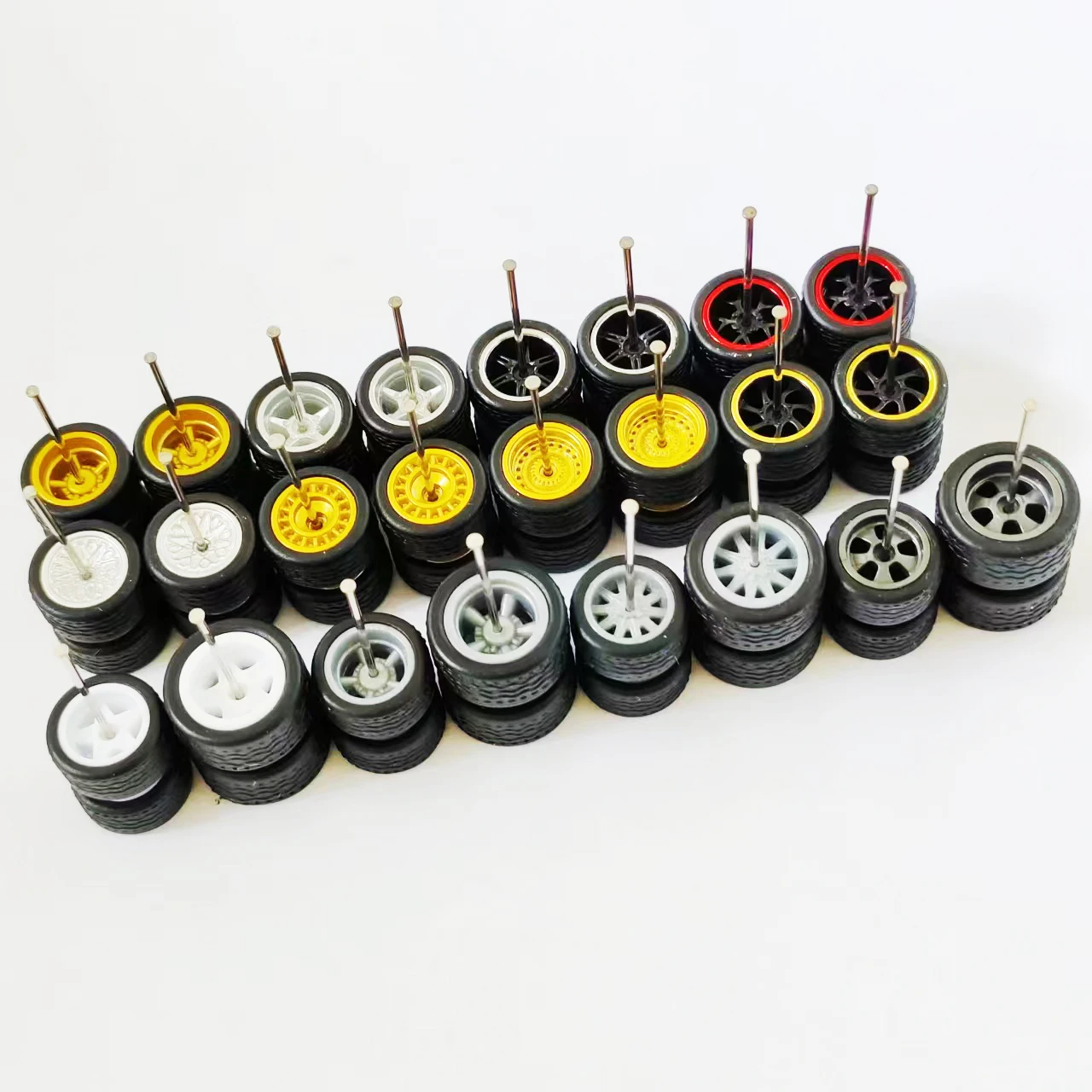 1/64 Alloy Car Wheels 10.8mm 12.8mm Tires for 1:64 Mini Toy Car Model Hot Wheel/Matchbox/Domeka/Tomy