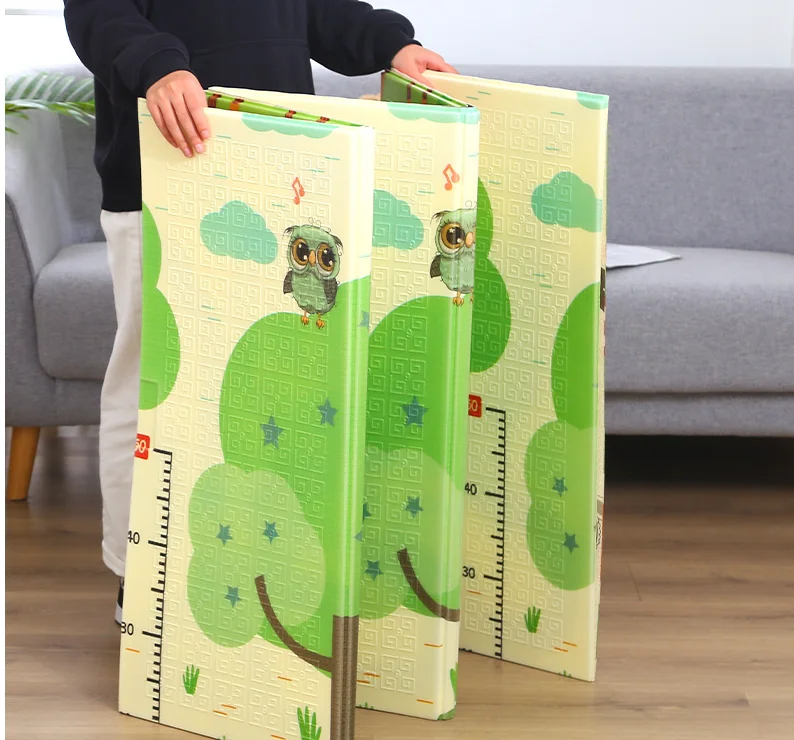 Eco Friendly Large Soft Waterproof Folding Baby Crawl Play Mat Double Side Colorful Cartoon Foldable Baby Play Mat