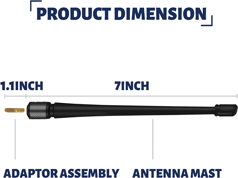 7 Inches Carbon Fiber Car Antenna for Ford F150 2009-2024 Shark Fin Design with FM/AM Reception Rubber Antenna Replacement