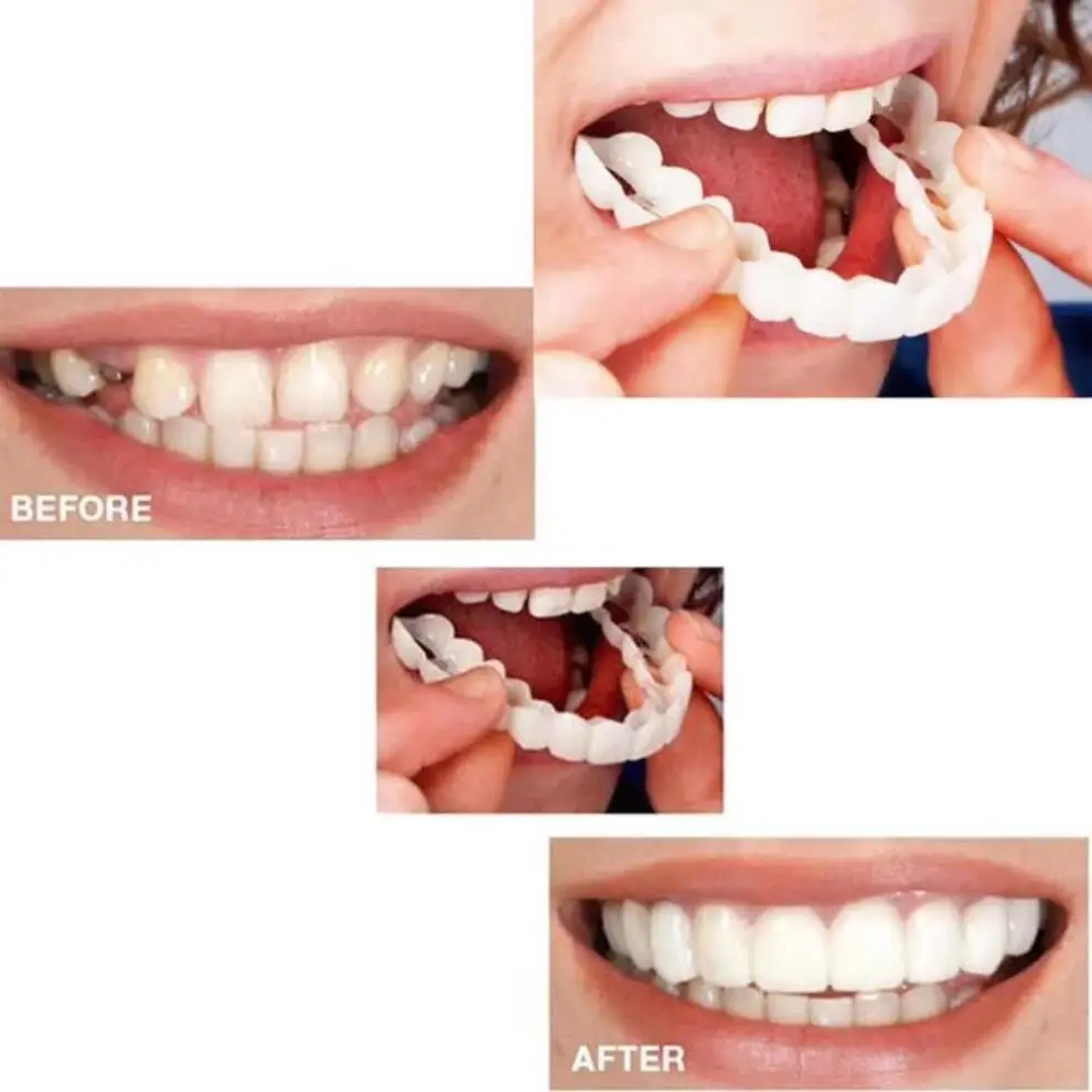 Upper and lower False teeth cover Perfect Smile Veneers Comfort Fit Flex Denture Paste fake braces for Double row with