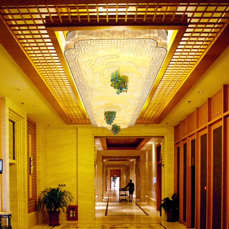 Modern Design Hotel Project Custom Made Long Corridor Indoor Decoration Stainless Steel Crystal Chandelier