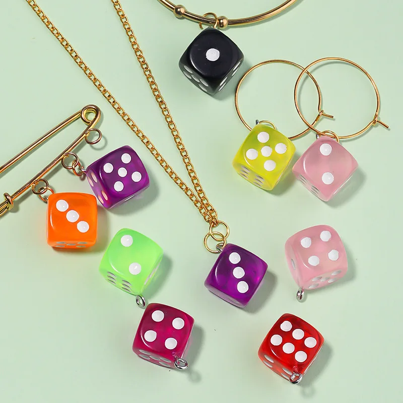 Amazon hot sale Acrylic transparent candy color dice ice cream heart pendant for necklace making